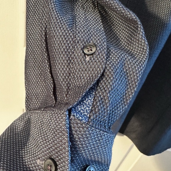 TED BAKER Endurance 16.5 34/35 Blue Flip Contrast Cuff Spread Collar 100% Cotton - Picture 10 of 10